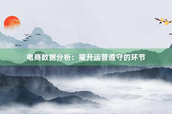 电商数据分析：擢升运营遵守的环节